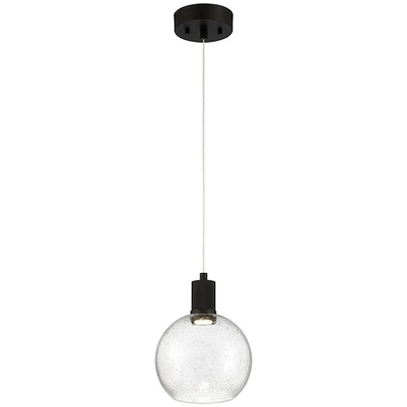 Access Lighting Port Nine Burgundy, Burgundy LED Pendant, Matte Black Finish, Seeded Glass 63142LEDD-MBL/SDG